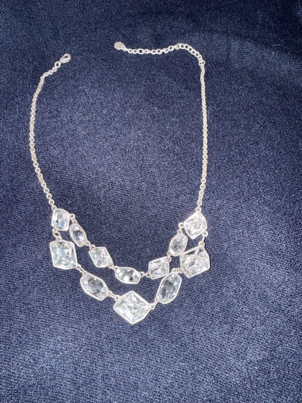 Touchstone Crystal Silver Clear Multi-Shaped Crystal Necklace